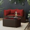 vidaXL 3-tlg. Garten-Lounge-Set mit Kissen Braun Poly Rattan