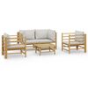 vidaXL 5-tlg. Garten-Lounge-Set mit Hellgrauen Kissen Bambus