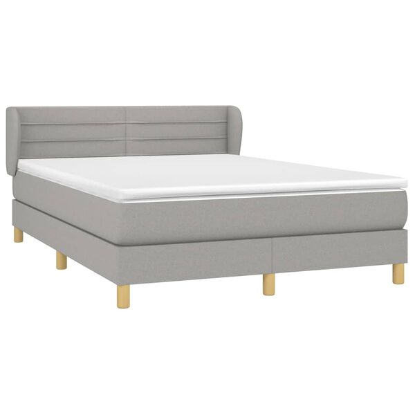 vidaXL Boxspringbett mit Matratze Hellgrau 140x190 cm Stoff