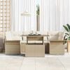 vidaXL Garten-Sofa-Set mit Kissen 7 pcs Beige Poly-Rattan