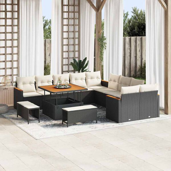 vidaXL Gartensofa-set 13 pcs Schwarz Poly-Rattan