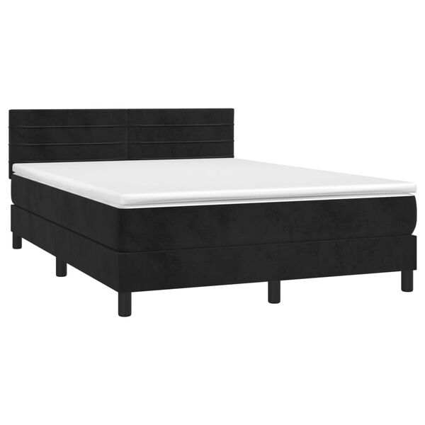 vidaXL Boxspringbett mit Matratze Schwarz 140x200 cm Samt