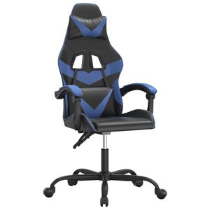 vidaXL Gaming-Stuhl Drehbar Schwarz und Blau Kunstleder