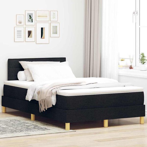 vidaXL Boxspringbett mit Matratze Schwarz 120 x 190 cm Stoff