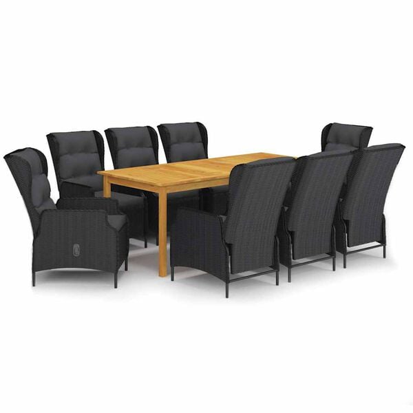 vidaXL 9-tlg. Garten-Essgruppe Dunkelgrau