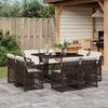 vidaXL 9-tlg. Garten-Essgruppe mit Kissen Braun Poly Rattan