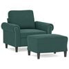vidaXL Sessel mit Hocker Dunkelgr&uuml;n 60 cm Samt
