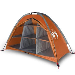 vidaXL Camping-Organizer-Zelt 9 F&auml;cher Grau Orange Wasserdicht