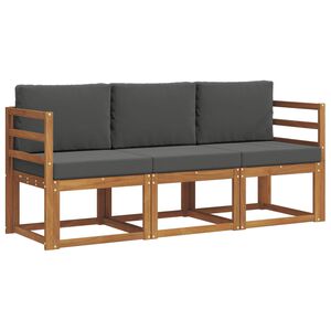 vidaXL Outdoor-Sofagarnitur mit Kissen 3 pcs Natur und Anthrazit