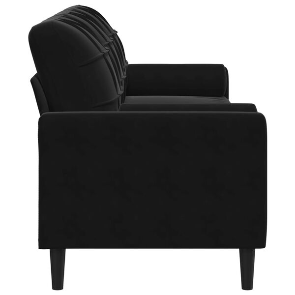 vidaXL Sofa 3-Sitzer mit Zierkissen Schwarz 210 cm Samt