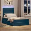 vidaXL Bett mit Stauraum und LED mit Matratze Blau 120 x 190 cm Samt