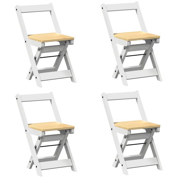vidaXL Esszimmerstühle Klappbar 4 Stk. Corona Weiß Massivholz Kiefer