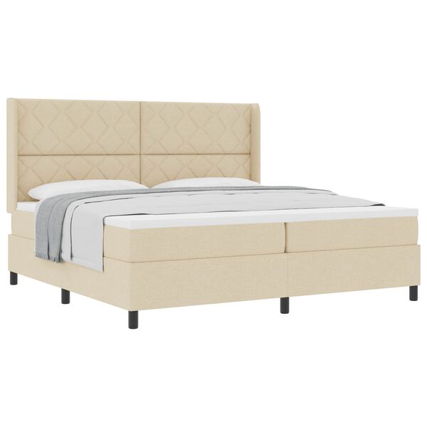 vidaXL Boxspringbett mit Matratze Creme 200 x 200 cm Stoff