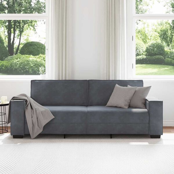 vidaXL 3-Sitzer-Sofa Dunkelgrau 180 cm Samt
