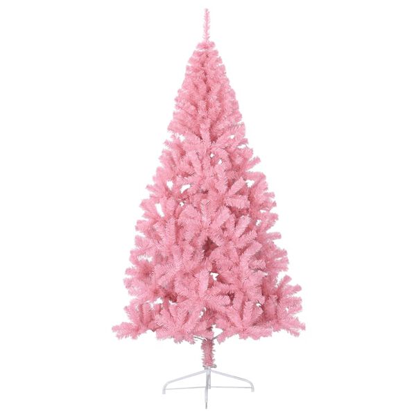 vidaXL Künstlicher Halb-Weihnachtsbaum mit Ständer Rosa 210 cm PVC