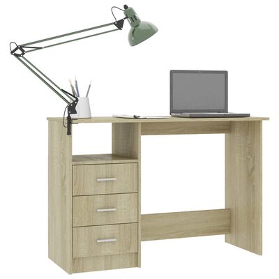 vidaXL Schreibtisch mit Schubladen Sonoma-Eiche 110x50x76 cm