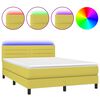 vidaXL Boxspringbett mit Matratze & LED Gr&uuml;n 140x200 cm Stoff