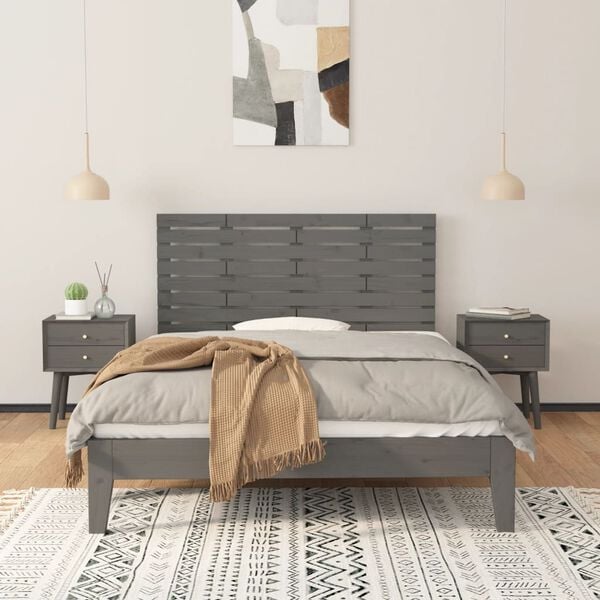 vidaXL Wand-Kopfteil Grau 156x3x63 cm Massivholz Kiefer