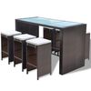 vidaXL 7-tlg. Gartenbar-Set mit Auflagen Poly Rattan Braun