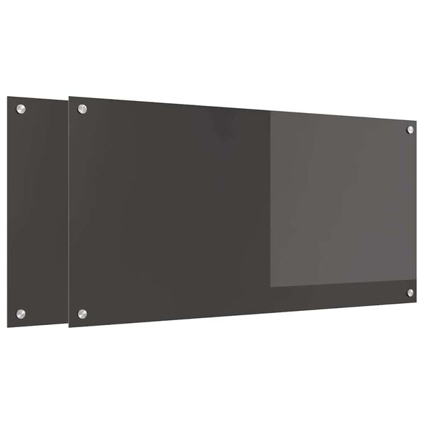 vidaXL Küchenrückwand 2 pcs Dunkelgrau 100 x 50 cm Gehärtetes Glas
