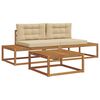 vidaXL Outdoor-Sofagarnitur mit Kissen 3 St&uuml;ck Natur und Beige