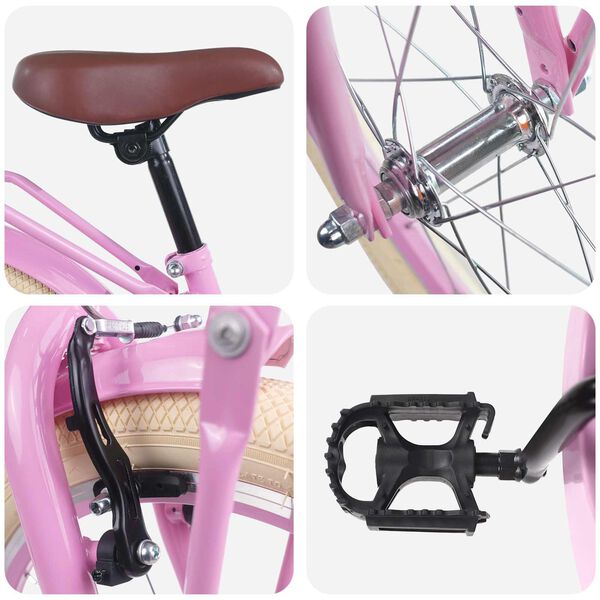 vidaXL Kinderfahrrad 18 Zoll f&uuml;r 5-7 Jahre alt Hellrosa