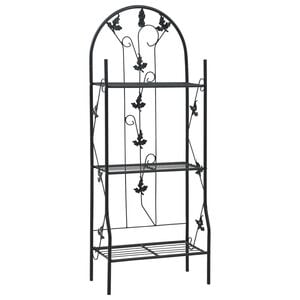vidaXL 3-stufiges Pflanzenregal Schwarz 52 x 28 x 128 cm Eisen