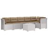 vidaXL 6-Sitzer Garten Sofa mit Kissen Rattan Look PP Wei&szlig;