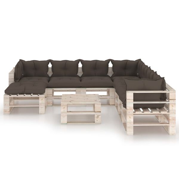 vidaXL 9-tlg. Garten-Lounge-Set aus Paletten mit Kissen Kiefernholz