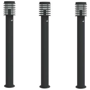 vidaXL Wegeleuchten mit Bewegungsmelder 3 Stk. Schwarz 110cm Edelstahl