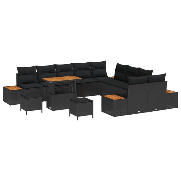 vidaXL Gartensofa-set 13 pcs Schwarz Poly-Rattan