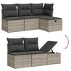 vidaXL 7-tlg. Garten-Sofagarnitur mit Kissen Hellgrau Poly Rattan