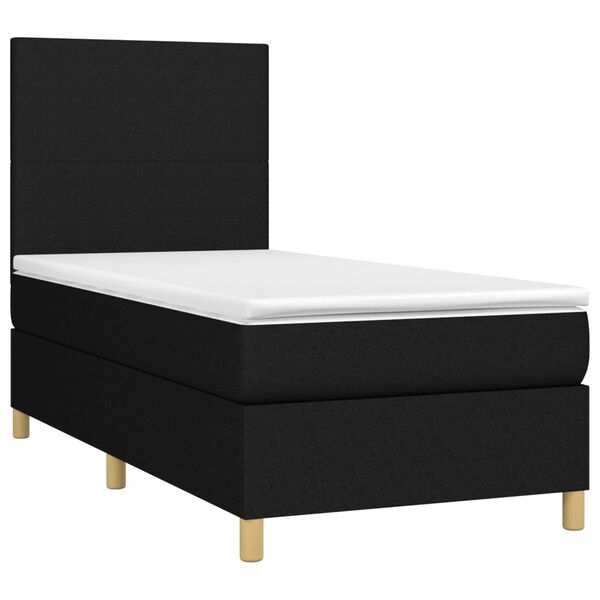 vidaXL Boxspringbett mit Matratze & LED Schwarz 90x190 cm Stoff
