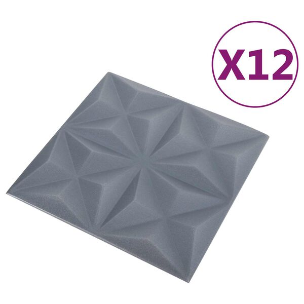 vidaXL Wandpaneele 12 pcs Origami Grau 50 x 50 cm XPS Schaum