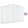 vidaXL Gabionen mit Hochbogen 5 Stk. 200x30x120/140cm Verzinktes Eisen