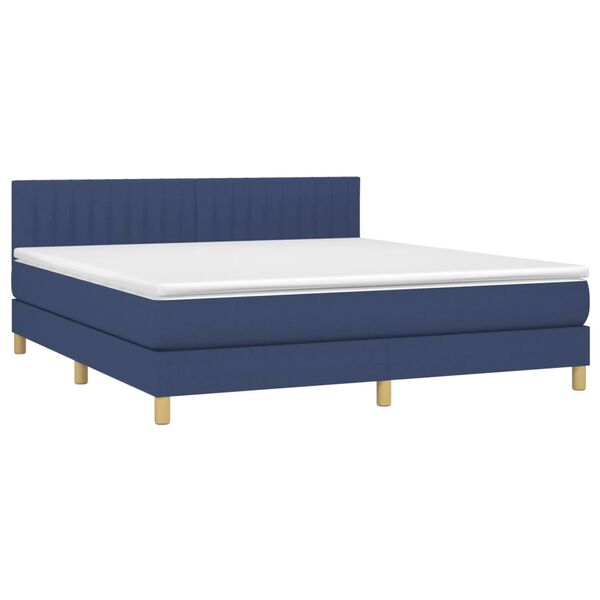 vidaXL Boxspringbett mit Matratze Blau 180x200 cm Stoff