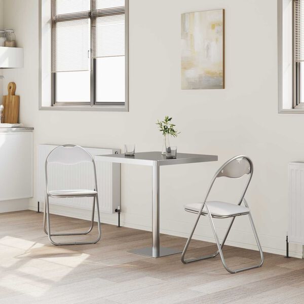 vidaXL Klappstuhl 2 pcs Wei&szlig; und Grau 48 x 43,5 x 81 cm Kunstleder