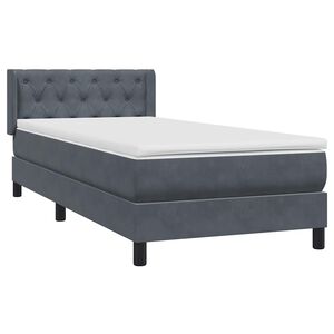 vidaXL Boxspringbett mit Matratze Dunkelgrau 80x220 cm Samt