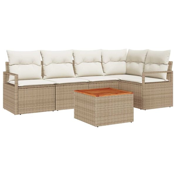 vidaXL Garten-Sofa-Set 6 pcs Beige und Wei&szlig;