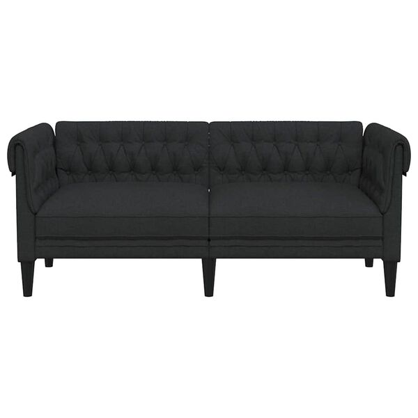vidaXL Chesterfield-Sofa 2-Sitzer Schwarz Stoff