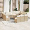 vidaXL 14-tlg. Garten-Sofagarnitur mit Kissen Beige Poly Rattan