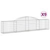 vidaXL Gabionen mit Hochbogen 9 Stk. 300x30x60/80 cm Verzinktes Eisen