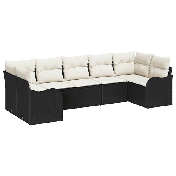 vidaXL Gartensofa-set Schwarz Poly-Rattan