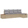 vidaXL Garten-Sofa-Set mit Kissen 5 pcs Beige Poly Rattan