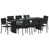 vidaXL Garten Essgruppe 9 pcs Schwarz Poly-Rattan