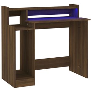 vidaXL Schreibtisch mit LEDs Braun Eiche-Optik 97x45x90 Holzwerkstoff