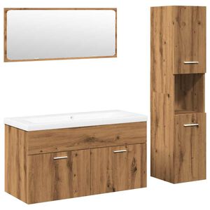 vidaXL 4-tlg. Badm&ouml;bel-Set Artisan-Eiche Holzwerkstoff