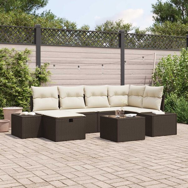 vidaXL Sofa Set mit Kissen 7 pcs Poly-Rattan