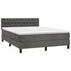 vidaXL Boxspringbett mit Matratze & LED Dunkelgrau 140x200 cm Samt