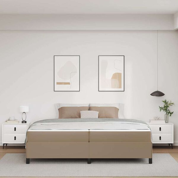 vidaXL Bettrahmen mit Matratze Cappuccino 200 x 200 cm Stoff
